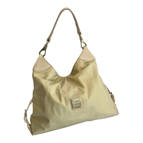 Dooney & Bourke Tan/Cream Hobo Satchel Bag, Nylon & Leather - Picture 1 of 16